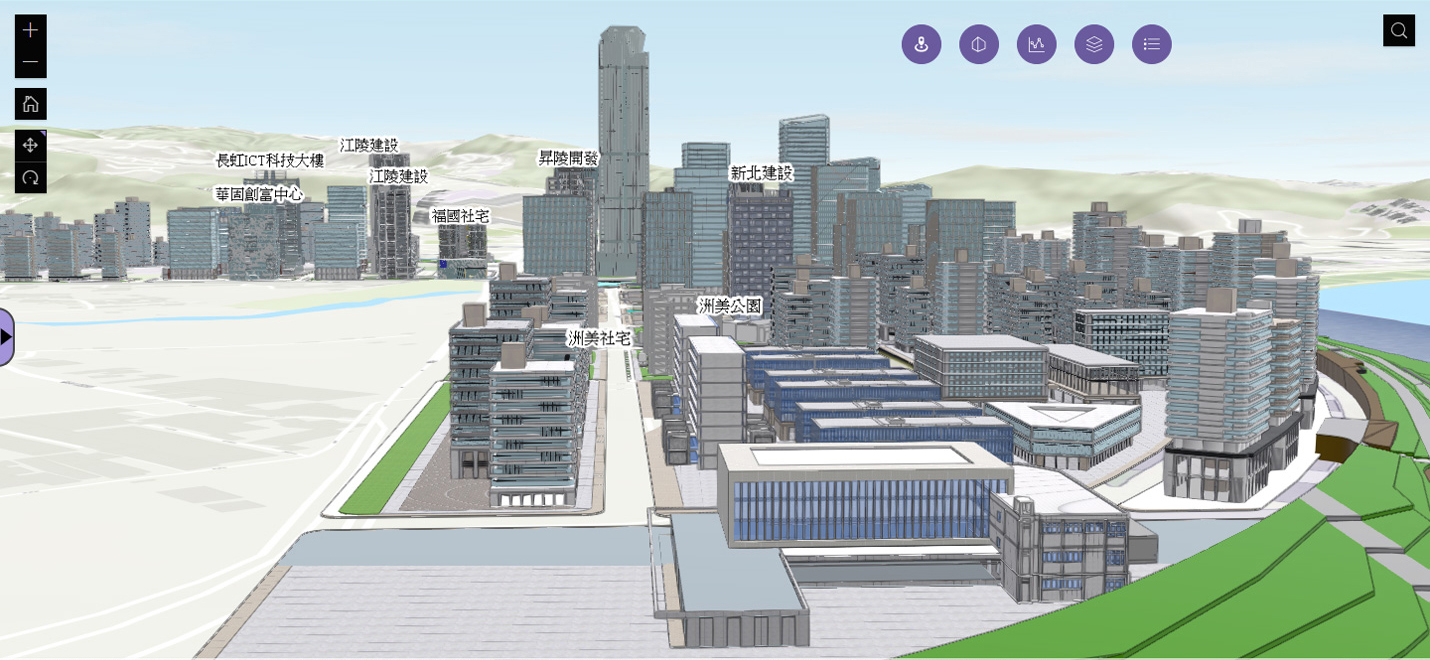 3D區域開發模擬圖：公共建築及市政設施