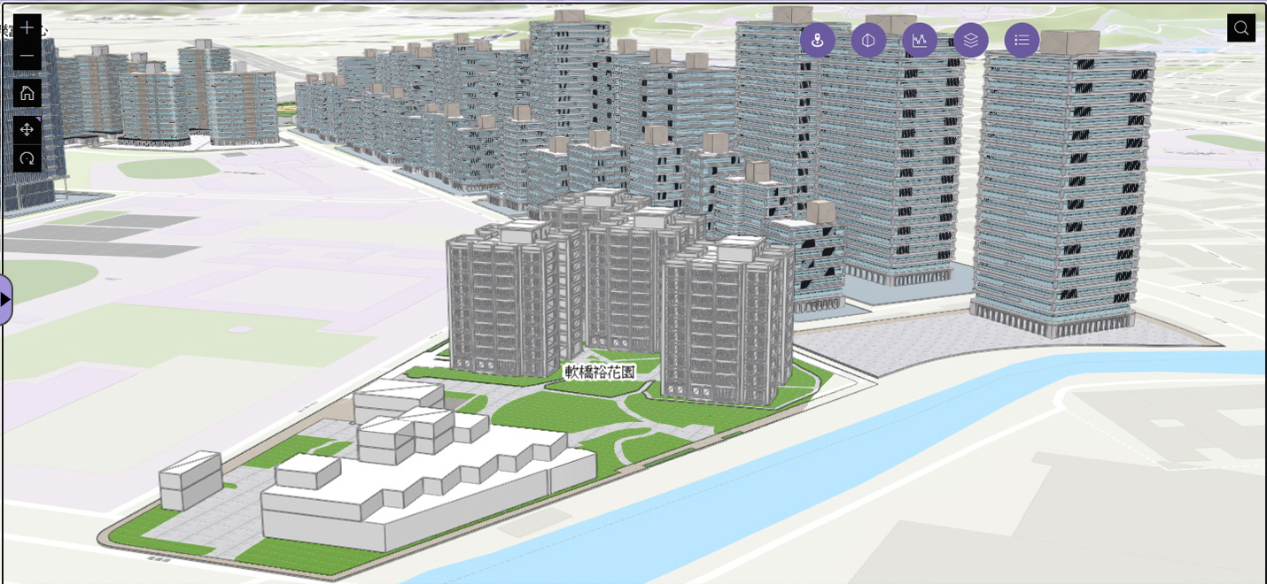 3D區域開發模擬圖：公宅及專案住宅