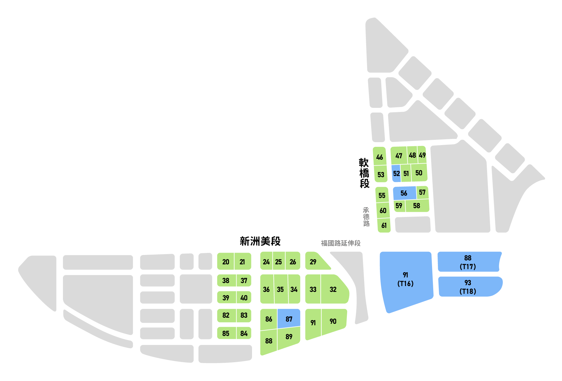 手機版：區域租用示意圖-說明北投士林科技園區各土地開發現況